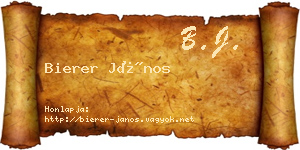 Bierer János névjegykártya